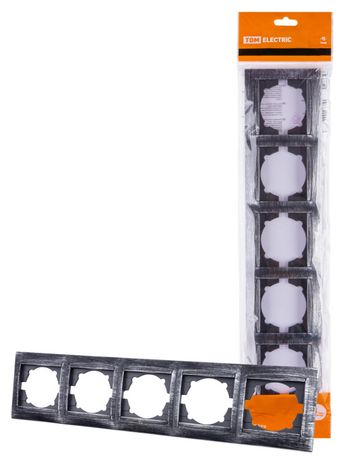 Рамка 5-ти постовая горизонтальная старинное серебро "Лама" | SQ1815-0687 TDM