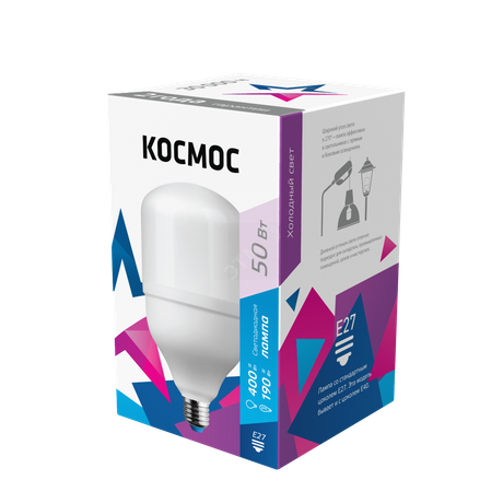 Лампа светодиодная LED 50Вт 220В Е27 D138х220 6500К дневной 4700 лм Космос - LksmHWLED50WE2765