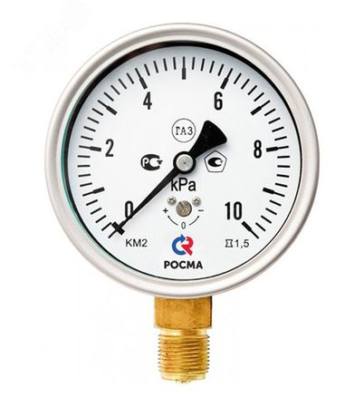 Манометр для измерения низких давлений газов радиальный КМ-12Р 0-10kPa М12х1.5 63мм кл.1.5 - 00000028117 РОСМА