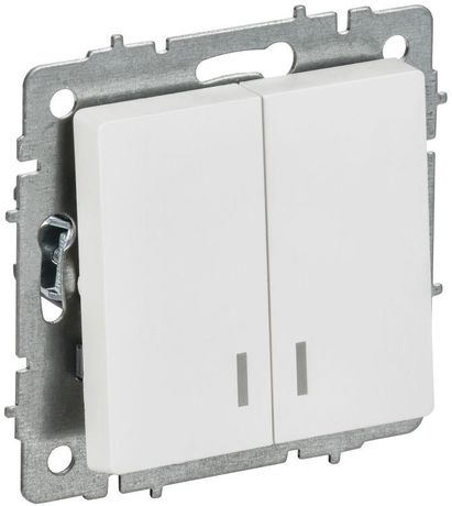 Выключатель 2-кл. СП BRITE ВС10-2-1-БрАБ 10А с индикацией механизм арктич. бел. IEK BR-V20-1-10-K91