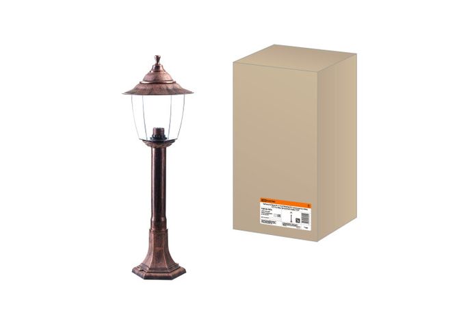 Светильник садово-парковый Прага Эл-11-73-075М 60 Вт Е27 напольный на стойке h-0.75 м медь, прозрачный плафон TDM | SQ0330-0536
