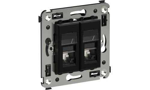 Компьютерная розетка RJ-45 в стену, кат.6 двойная,"Avanti", "Черный матовый" | 4412294 DKC ДКС