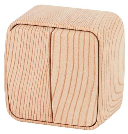 Выключатель двухклавишный наружный (открытой установки) сосна 10А 250В винтовые зажимы Intro Polo 3-104-11 - Б0036105 ЭРА