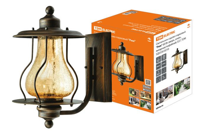 Светильник садово-парковый "Рим" 60 Вт, вверх, алюм., янтарное/кофейный, Е27 | SQ0330-0210 TDM