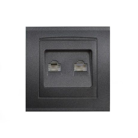 Розетка компьютерная 2-м Бриллиант в сборе графит Universal 1079-Gr Союз