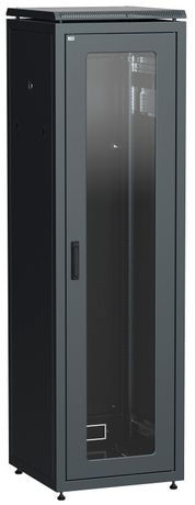 Шкаф сетевой 19" LINEA N 38U 600х600 мм стеклянная передняя дверь черный | LN05-38U66-G ITK IEK