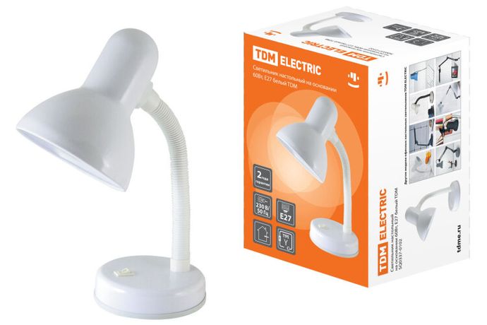 Светильник настольный на основании 60Вт ЛН Е27 белый | SQ0337-0102 TDM