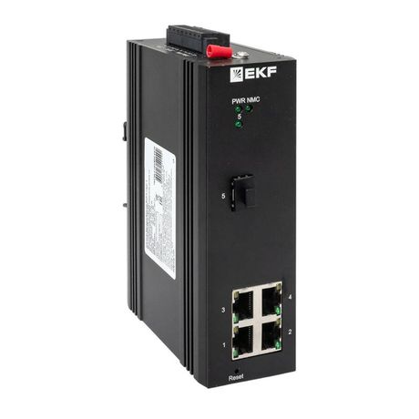 Промышленный управляемый коммутатор уровня L2 ML2-1GX/SFP-4GTP, 1 порт 1000Base-X SFP, 4 порта 10/100/1000Base-T(X) RJ45 c PoE, монтаж на динрейку TSX EKF TSX-ML2-1GX/SFP-4GTP