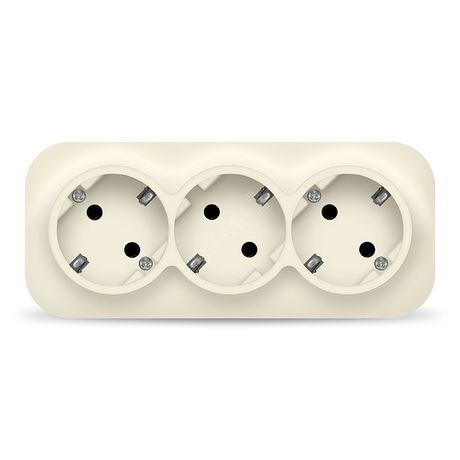 Розетка трехместная серия IONICH, с/з, о/у, 16А, 220В, слоновая кость (ivory) - 1429 Союз