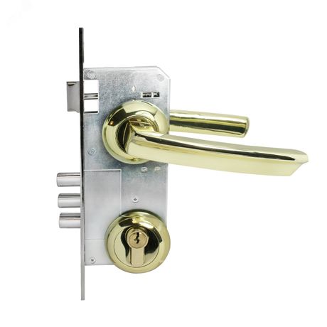 Замок врезной цилиндровый с ручками для деревянных дверей АЛЛЮР АРТ ЗВ4-85А.1160 золото - 12250 ПТК