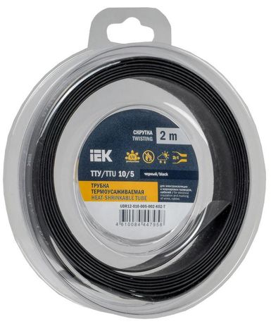 Трубка термоусадочная ТТУ нг-LS 10/5 черная (2м/упак) IEK | UDR12-010-005-002-K02-T