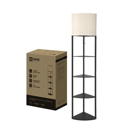 Светильник ТНО 11С-Е27-NB этажерка угловая напольн. под лампу абажур беж./корпус черн. IN HOME 4690612064512