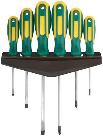 Набор отверток "Контур" CrV сталь прорезинен. ручки магнитный наконечник на держателе 6шт FIT 56036 РОС