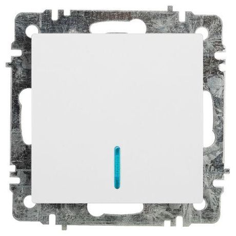Выключатель одноклавишный, в рамку (скрытого монтажа) с подсветкой белый 10А 250В винтовые зажимы Intro Accent 6-102-01 - Б0063445 ЭРА