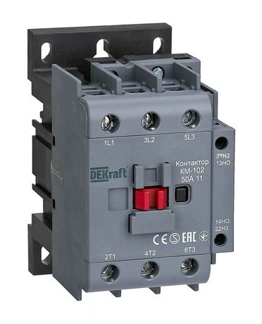 Контактор КМ-102 50А кат. 24В AC 1НО+1НЗ AC-3 AC-4 DEKraft 22321DEK APC