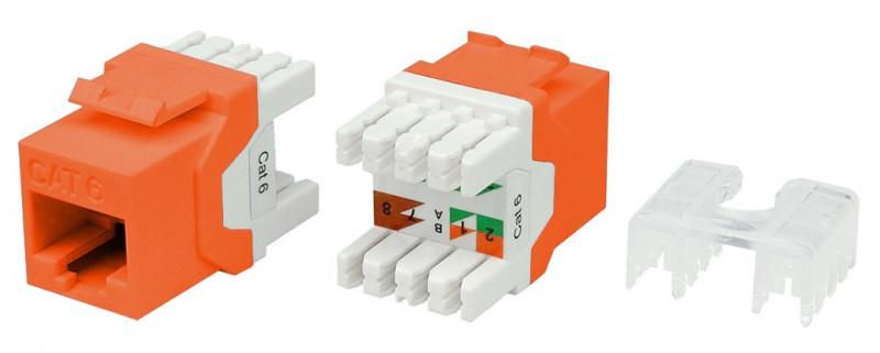 Вставка Keystone Jack RJ45 (8P8C) кат.6 180град. KJ8-8P8C-C6-180-OR оранж. Hyperline 432642