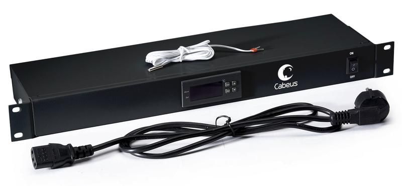 Микропроцессорная контрольная панель со встроенным термостатом, для автоматического регулирования или управления вентиляторными модулями, цвет черный (RAL 9004) - JG01-BK Cabeus 8618c