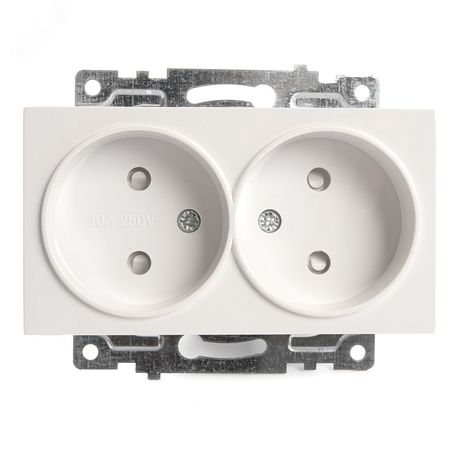 Розетка 2-местная с защитной шторкой (механизм) б/з, 250В, 10А, серия Катрин, GLS10-7113-01, белый | 39573 STEKKER FERON