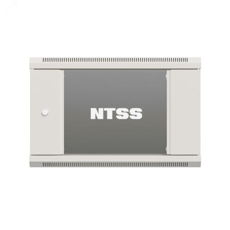 Шкаф настенный телекоммуникационный NTSS W 6U 600х600х370мм, 2 профиля 19, дверь стеклянная, боковые стенки съемные, задняя стенка, разобранный, серый RAL 7035 - УТ000017857 NTSS-W6U6060GS