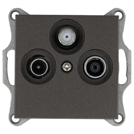 Розетка телевизионная проходная TV + FM SAT 3-м Ф9.5мм механизм мокко Jasmart G6207Z