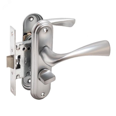 Защелка БУЛАТ ЗЩ1-Д03.07 (П) НОМОС титан ПРАВАЯ ВНУТР/ЛЕВАЯ НАРУЖНЯЯ с фиксацией - 13954 ПТК