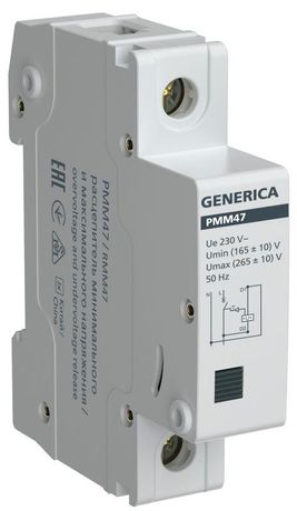 Расцепитель минимального и максимального напряжения РММ47 на DIN-рейку GENERICA MVA21D-RMM-G IEK