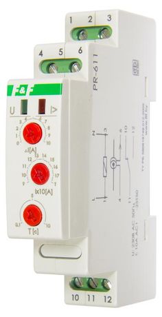 Реле тока РR-611-02 (исп.2 (100-190А); с задержкой отключения; монтаж на DIN-рейке 35мм 230В 10А 1P IP20) F&F EA03.004.004 Евроавтоматика