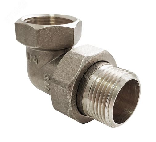 Сгон никелированный разъемный угловой (американка) ВР-НР 1дюйм (25/5) VALFEX VF.098.N.100