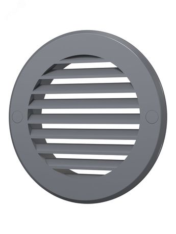 Решетка наружная вентиляционная круглая D136 с фланцем D100, из ASA пластика, цвет Серый - 10РКН сер ЭРА 16004