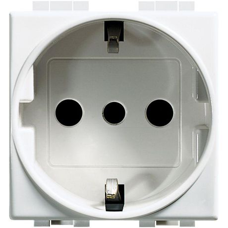 Розетка с защитными шторками боковые/центральные заземляющие контакты Schuko 16A 250V AC 2 модуля - C4140 Legrand