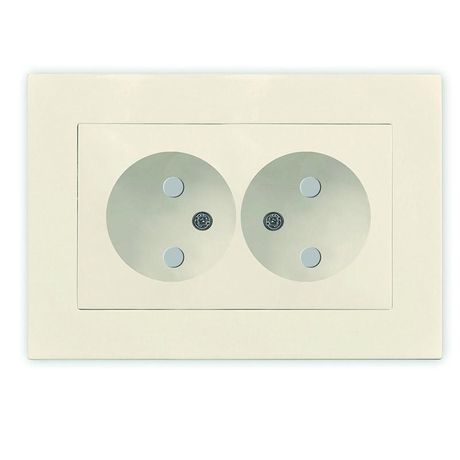 Розетка двухместная UNIVersal серия Афина б/з, с/у, з/ш, 16А, 220В, слоновая кость (ivory) (еврослот), механизм - A0048-I Союз