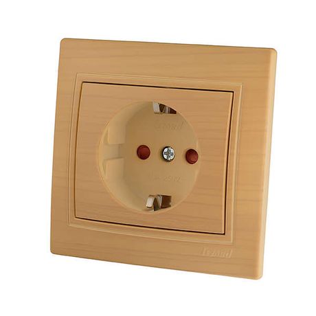 Розетка 1-м Mira защ. шторки керамика ясень LEZARD 701-4747-124