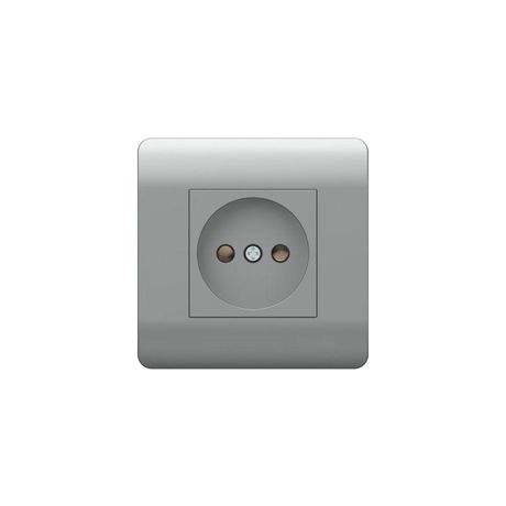 Розетка б/з со шторками, 16А, серебряный(NEW3-E) | 431409 CHINT