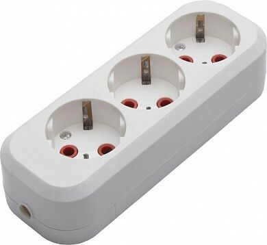 Розетка для удлинителя 3-местная с/з , белый, Stekker - 39011 FERON PST16-310-20