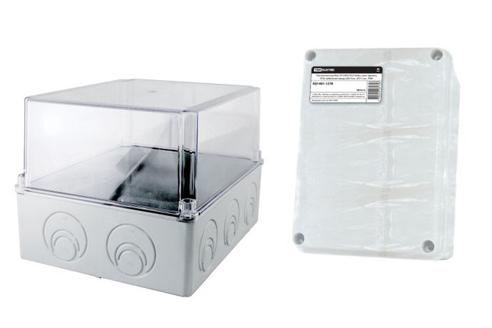Коробка распределительная о/п 240х195х165мм, проз. крышка, IP55, кабельные ввода d28-3 шт., d37-2 | SQ1401-1278 TDM
