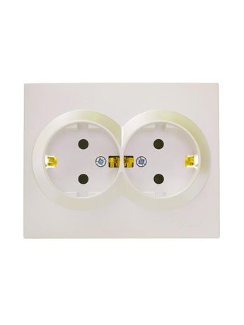 Розетка 2-м СП VESNA с заземл. со шторками ПБТ жемчуж./бел. перламутр LEZARD 742-3000-178B
