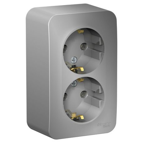 Розетка 2-м ОП Blanca 16А IP20 250В с заземл. без защ. шторок алюм. SE BLNRA010203 APC