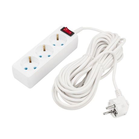 Удлинитель 3 гнезда, 10 м, 3х0.75 кв.мм, с/з, с кнопкой, белый | 11-7207 PROconnect MEET