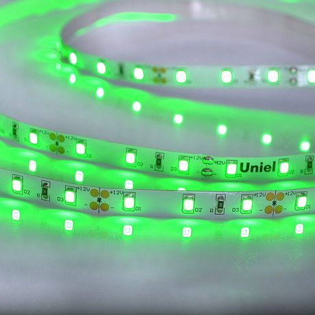 Лента светодиодная ULS-M11-2835-60LED/m-8mm-IP20-DC12V-4.8W/m-5M-GREEN PROFI 60LED/м зел. 4.8Вт/м IP20 12В DC 8мм гибкая на самоклеящейся основе герметичн. упак. (уп.5м) Uniel UL-00004360
