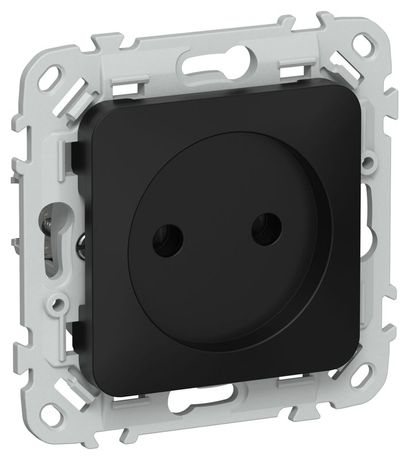 Розетка СП FLITE РС01-1-ФлЧ 10А без заземл. защ. шторок безвинтовое крепление механизм черн. IEK FI-R10-10-1-K02 IEK арт. FI-R10-10-1-K02