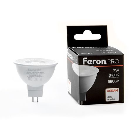 Лампа светодиодная LED 7вт 230в G5.3 дневной с линзой 38 гр. Feron.PRO - LB-1607 38181