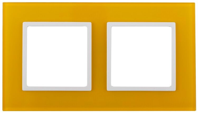 Рамка для розеток и выключателей жёлтый стекло ЭРА Elegance 14-5102-21 - Б0034494