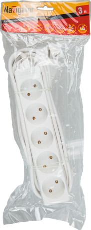 Удлинитель 5х3м без заземл. 6А IP20 71 553 NPE-S-05-300-X-2х0.75 Navigator 71553 19256