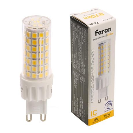 Лампа светодиодная LED 10вт 230в G9 теплый капсульная диммируемая - 51741 FERON