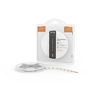 Лента светодиодная LED 4,8 Вт/м 312 Лм/м 2835-SMD 60 шт/м 12 В DC 3000К теплый белый IP20 блистер (5 м ) Basic Gauss - BT005