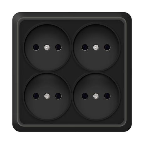 Розетка четырехместная квадратная UNIVersal серия Олимп б/з, о/у, 16А, 220В, черная - 2220 Союз