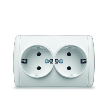 Розетка 2-м ОП Клио 16А IP44 с заземл. бел. UNIVersal К2231 Союз