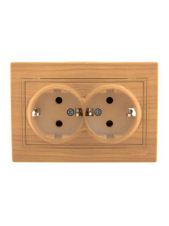 Розетка 2-м Mira с заземл. керамика ясень LEZARD 701-4747-127