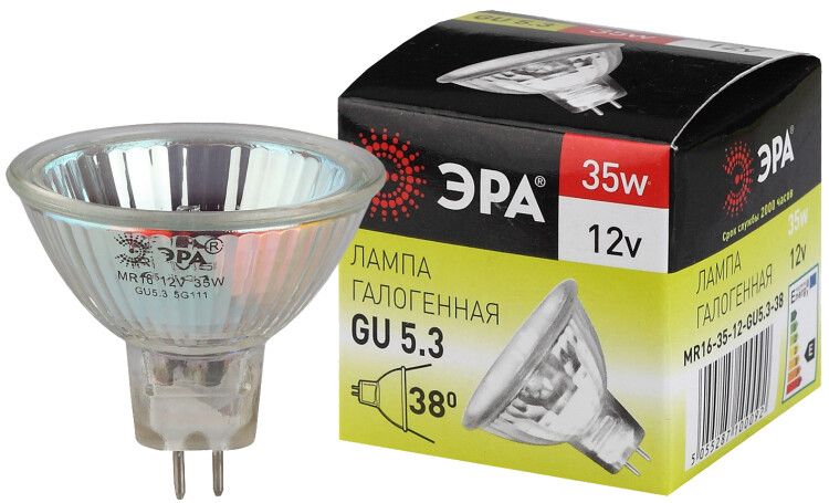 Лампа светодиодная GU5.3-MR16-35W-12V-CL (галоген софит 35Вт нейтр GU5.3) (10/200/6000) - C0027355 ЭРА