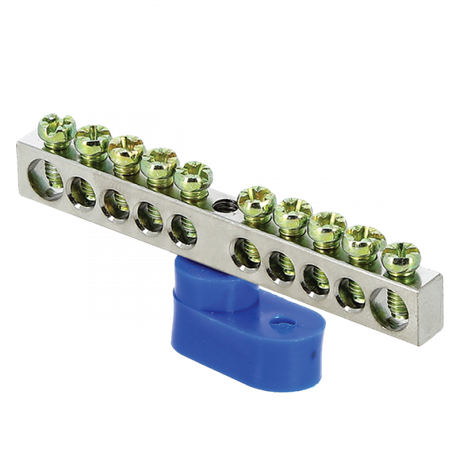 Шина нулевая N 6х9 10 отверст. цинк син. угловой изолятор PROxima EKF sn1-63-10-1